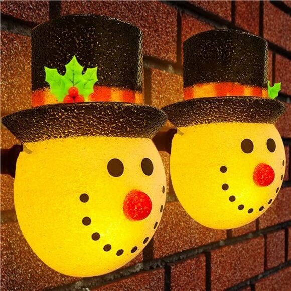 2 Pack Snowman Porch Light Covers Christmas Decorations with Elastic Band - Picture 1 of 7